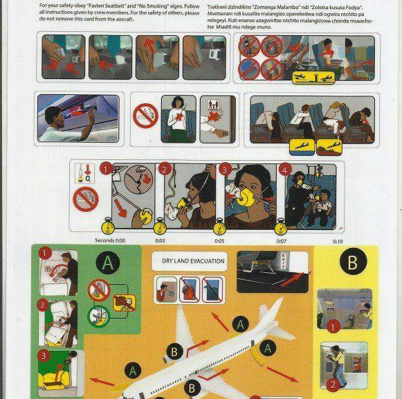 Malawian Airlines Safety Cards