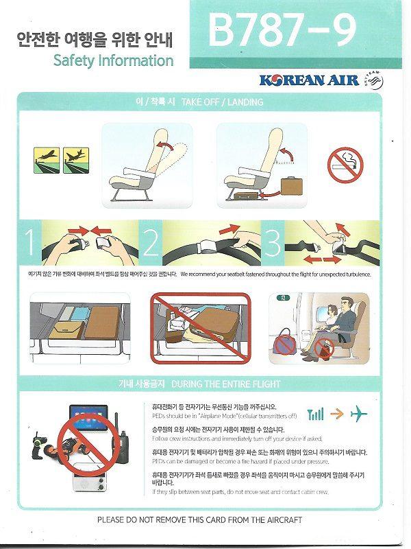 Boeing 7879 Dreamliner Safety Cards